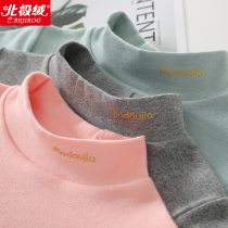 Spring and autumn girls and boys semi-high neck base shirt Cotton long sleeve T-shirt thin section spring big boy Western style childrens top