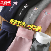 Girls with velvet leggings Women wear outside the thick section of autumn and winter clothing one-piece thin velvet baby children warm cotton pants