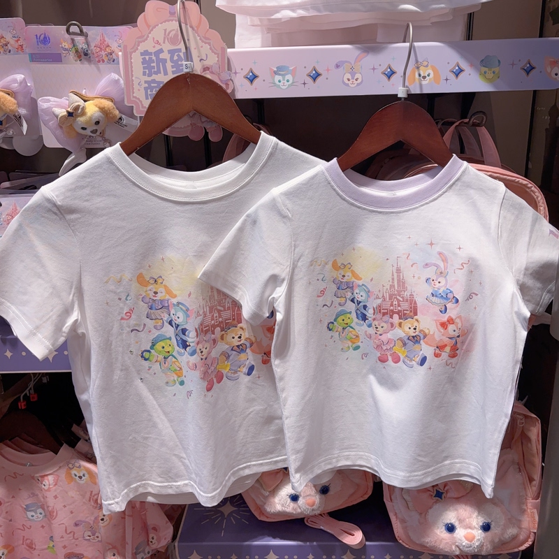 Shanghai Disney Domestic Edition 10Th Birthday Celebration Duffy and Friends Series Seven Treasures Parent-Child Short-Sleeve T-Shirt