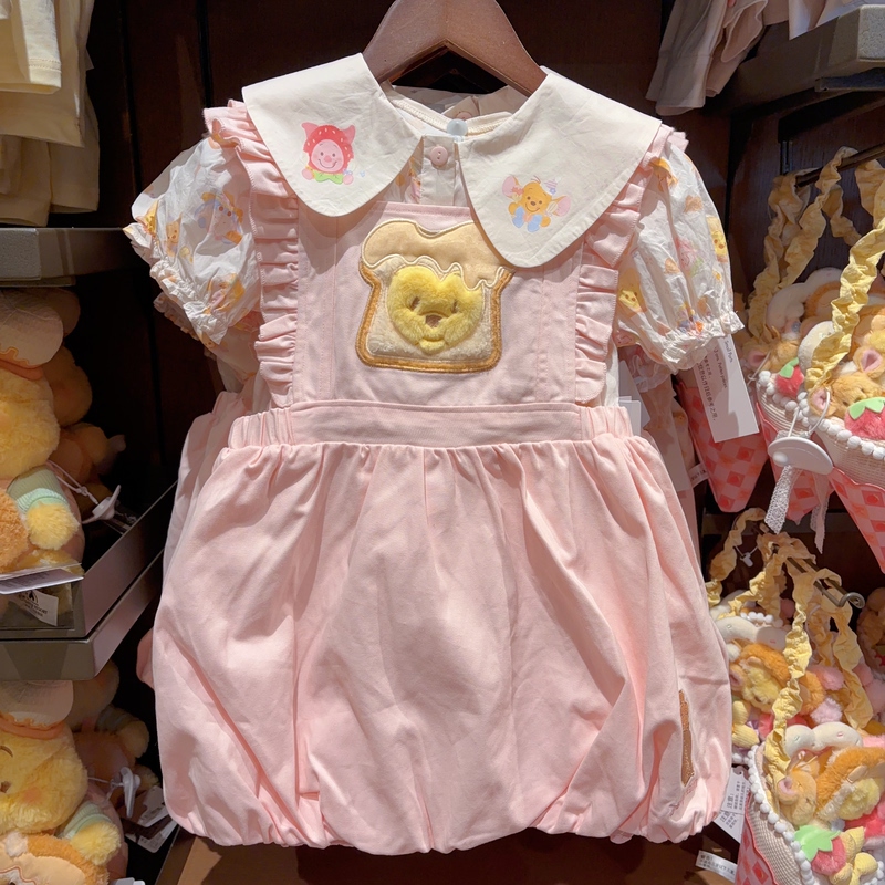 Shanghai Disney Domestic Distributor Winnie the Pooh Series Children's Short-Sleeved Shirt Suspender Skirt Cartoon Dress