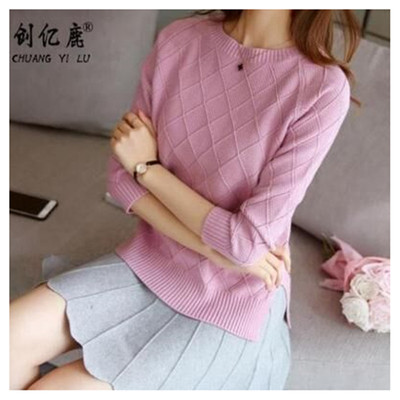 2020新款毛衣女纯色套头圆领打底针织衫