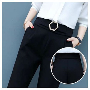 夏季新款显瘦高腰松紧休闲西装哈伦裤