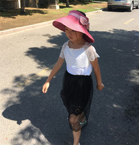 Summer parent-child female style lace butterfly knot empty top sunscreen sunscreen foldable straw hat outdoor great hat