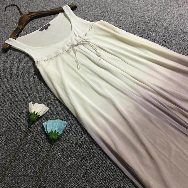 Original loose summer sweet wind gradient mesh dress with sleeveless dress with lining