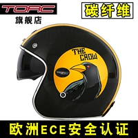 TORC mũ bảo hiểm bằng sợi carbon nửa mũ bảo hiểm retro mũ bảo hiểm nam xe máy cá tính mát mẻ đầu máy nửa mùa hè cầm tay - Xe máy Rider thiết bị bao tay moto