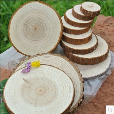 Round wood chips fir chips small wood pile base tree stump round wood ornaments log block diy hand painting