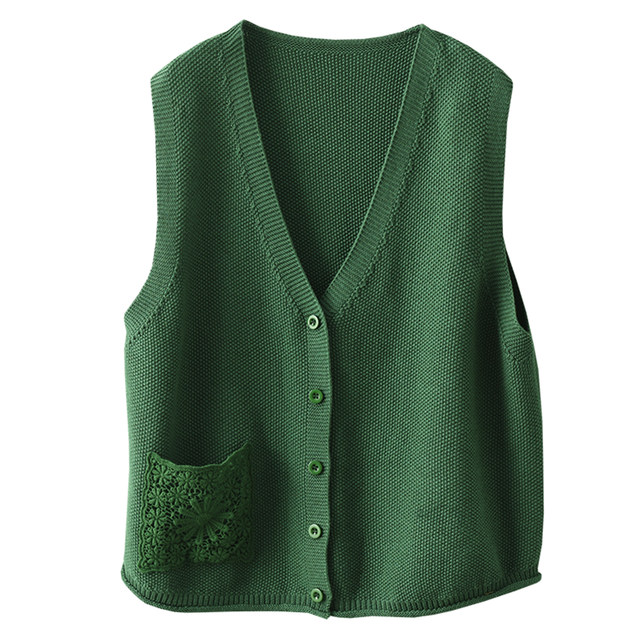 Yuanyuan Meiyi New Retro Cotton Knitted Vest Women's Literary Crochet Bag Sleeveless Cardigan Vest Top