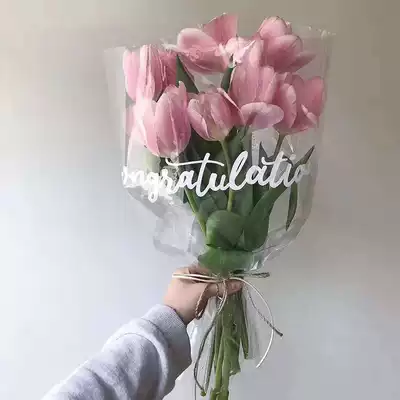 ins wrapping paper 5 5 screen printing flower OPP English side cellophane still love flower packaging material flower shop