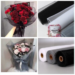 2023 New Small Square Mesh Organza Stiff Organza Mesh Veil/Flower Packaging Material
