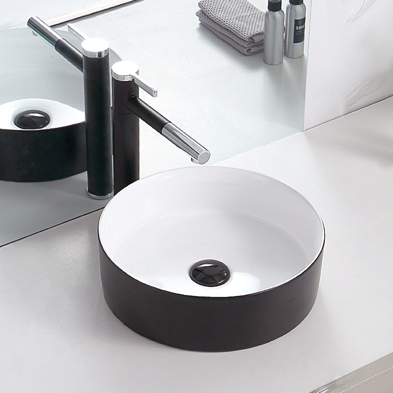 Round Table Basin Creative Ceramic Washbasin Makeup room Wash Basin Balcony Face Basin Small Modern Black Pan Pool