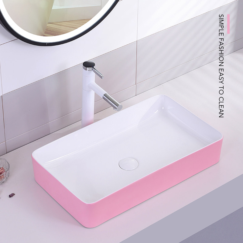 Onstage basin pink ceramic washbasin round square creative minimalist washbasin Dressing Room Teenage day sweets