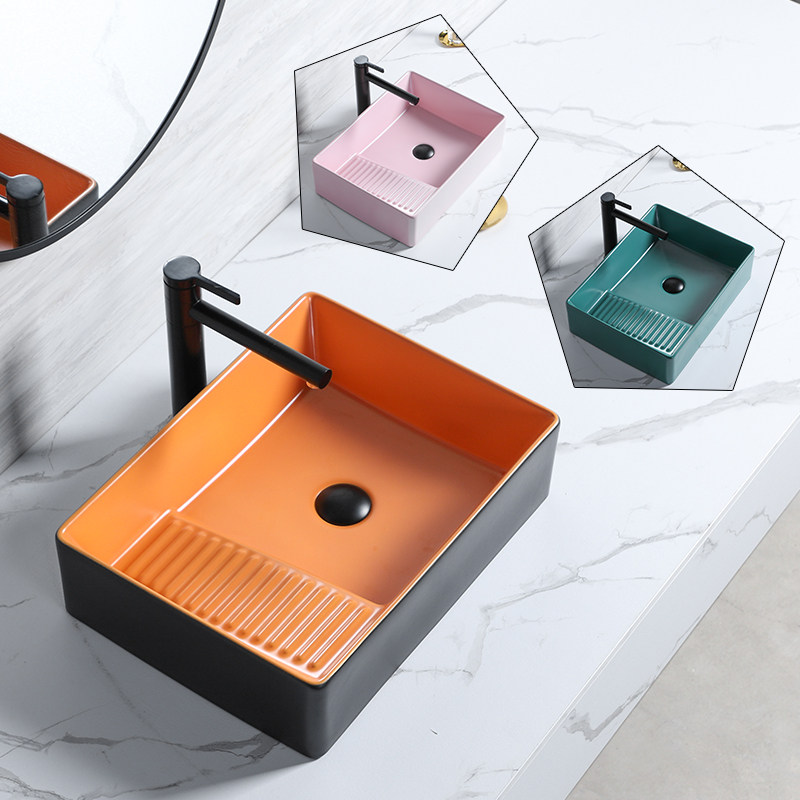 Onstage basin left and right side-side launching with washboard ceramic washbasin balcony Home washbasin Dressing Room Color