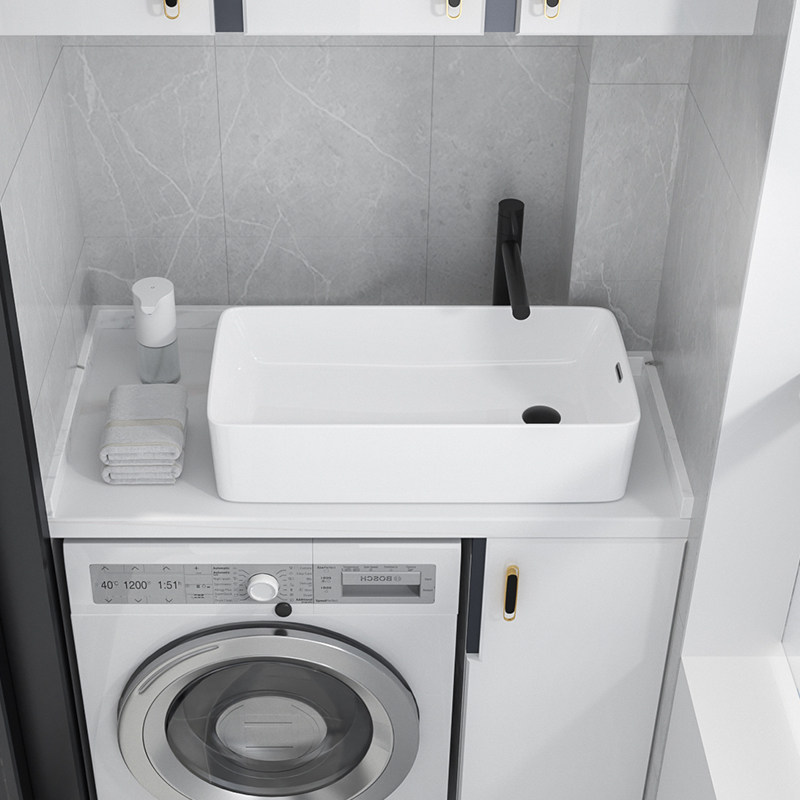 Side sink basin balcony ceramic wash basin with overflow hole basin side mouth powder room wash basin left and right