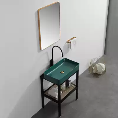 Floor-standing vanity basin one small room washbasin ceramic vanity combination malachite green