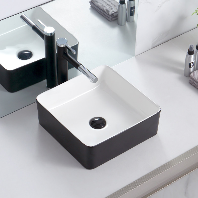 Square Table Basin Ceramic Washbasin Makeup Room Washbasin Balcony Small face basin Black 30cm Ideas