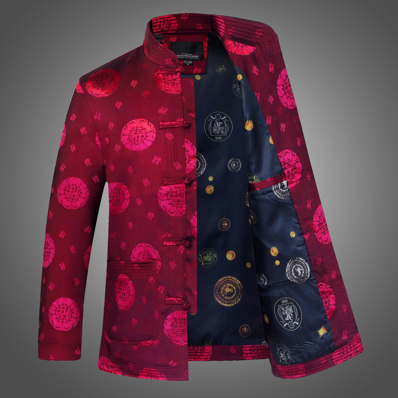 Old man's birthday Tang suit men's middle-aged and elderly spring and autumn coat Chinese style stand collar grandpa autumn jacket top clothes