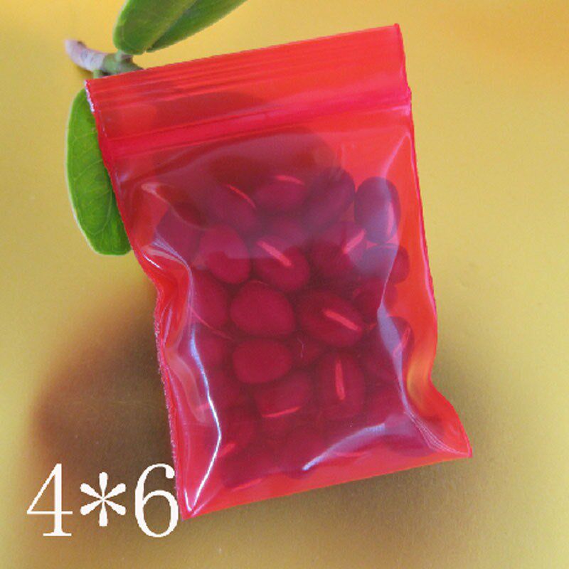 No. 0 4*6cm*20 silk red ziplock bag small boutique sealed bag pull bone bag thickened zipper bag 100 pieces