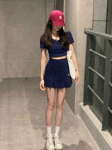 American Spicy Brother-in-law Retro Casual Turn-over Collage Sweatshirt Sports Wind Campus High Purse Hip Skirt Suit Woman