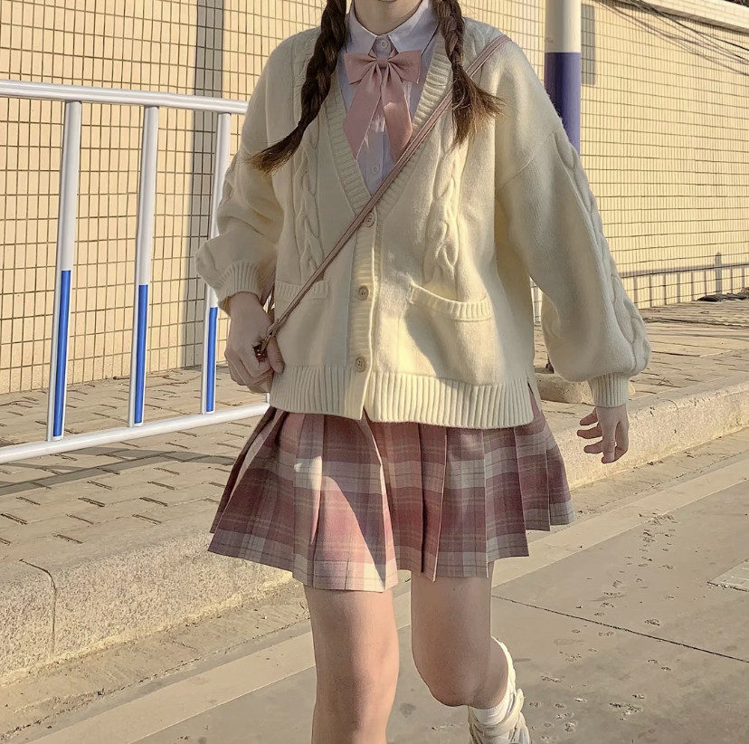 Autumn Winter Day Ensemble Original JK Uniform Sweater Soft Glutinous LAZY WIND KNIT CARDIOVERT LONG SLEEVE LOOSE THICKENED JACKET WOMAN