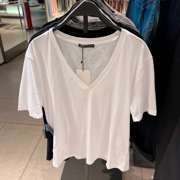 Summer Basic Solid Color Thin Short-Sleeved T-Shirt Loose Low-Cut V-Neck Cotton Top