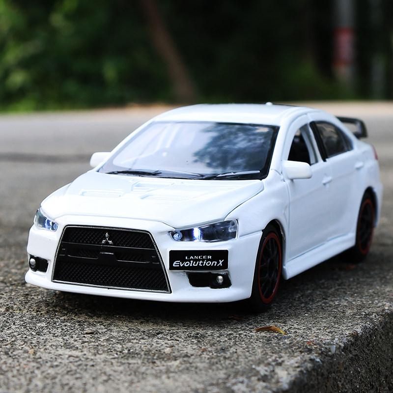 Mitsubishi EVO Deco Wing God Sedan Six Door Open Alloy Car Model Metal Sports Car Simulation Car Model Toy Car