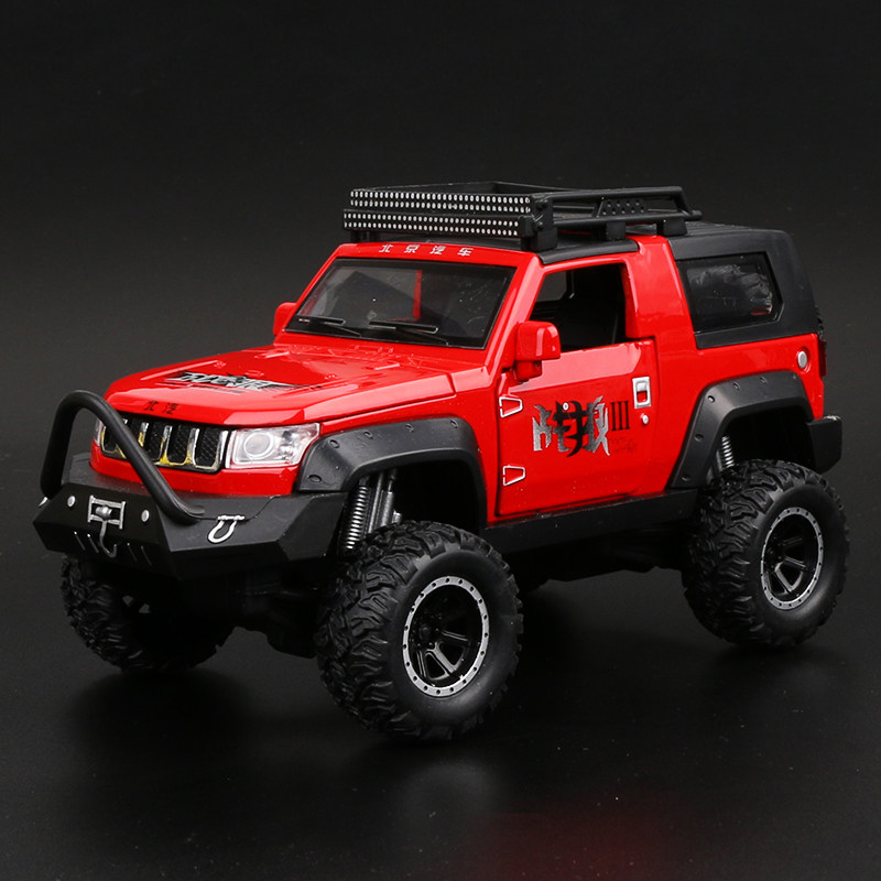 BJ40 Jeep Alloy Car Model BJ40 Sound Light Recovery Kids Toy Car Big Foot Land Cruiser Simulation Car Model