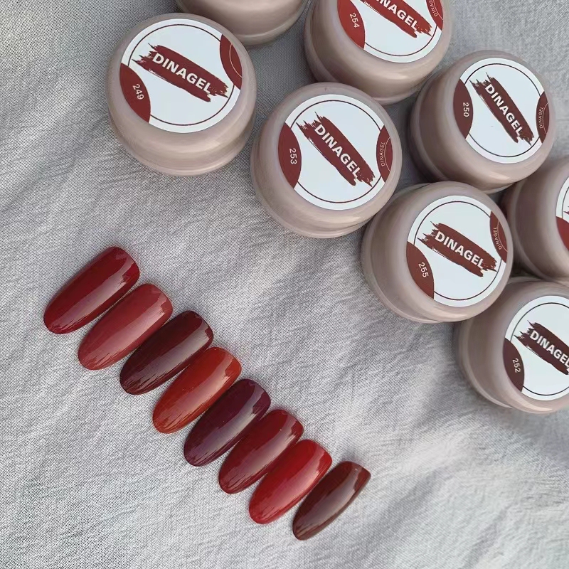 Dina248-255 High-Quality New Year and Christmas Red Wine Red, Bright Red, Japanese-Style Canned Nail Polish Gel 3ml Dina248-255 High-Quality New Year and Christmas Red Wine Red, Bright Red, Japanese-Style Canned Nail Polish Gel 3ml