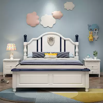American modern minimalist youth solid wood bed 1 5 meters children's bed Boy single 1 2 meters girl princess bed
