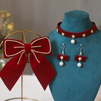 Ожерелье с бантиком, клипсы