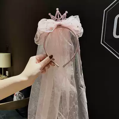 Children's hair hoop Korea does not hurt floral headdress children's flower headgear ring yarn girl hair accessories high-end Princess Crown tide Ocean Pie