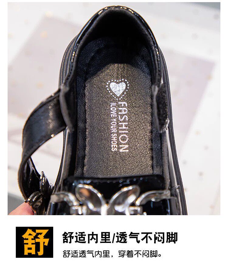 黑色小皮鞋女童学院风增高女款百搭英伦风不累脚厚底圆头2026新款 — 9