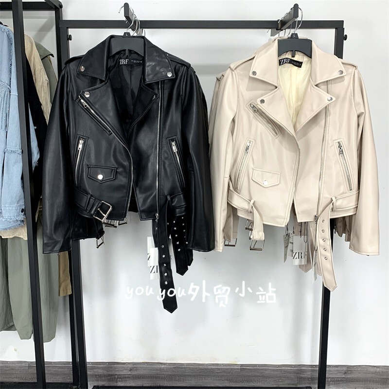 Z Spring and Autumn New Women's Pu Faux Leather Biker Jacket Slim Short Leather Coat 3046/029
