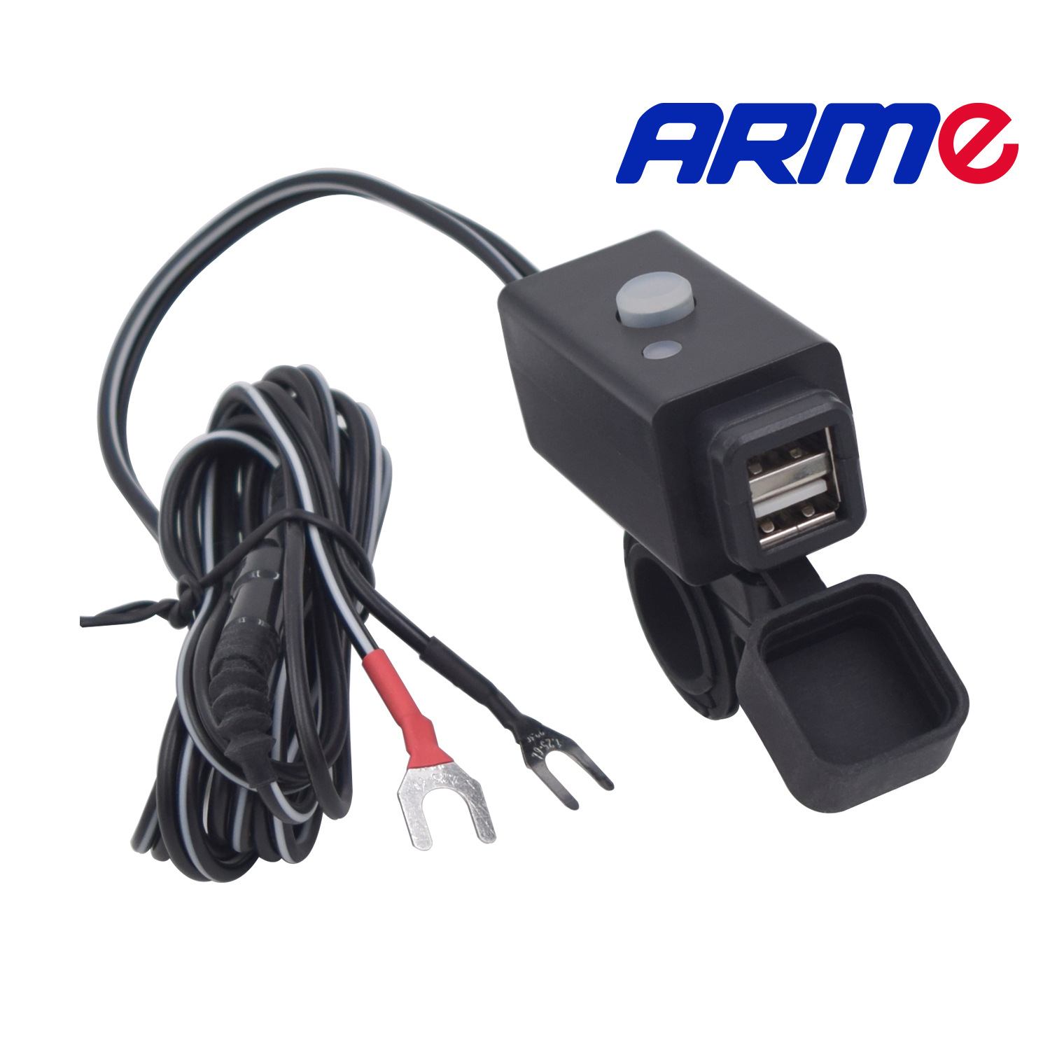 Motorcycle Car Dual USB Mobile Phone Charger Square Waterproof with Switch Indicator Motorcycle Accessories
