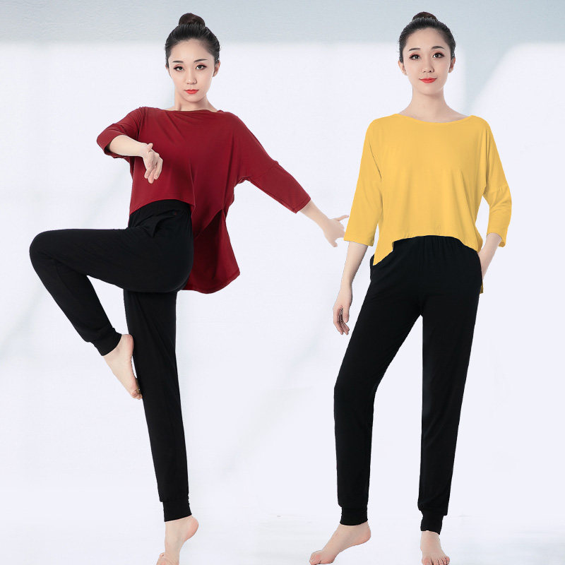 New loose yoga clothes female modal sports yoga suit beginners black lob pants body dance clothes