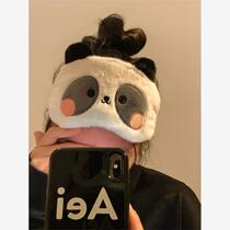 Xinjiang cute panda eye mask for girls to block light and sleep special for lunch break and sleep to relieve eye fatigue card