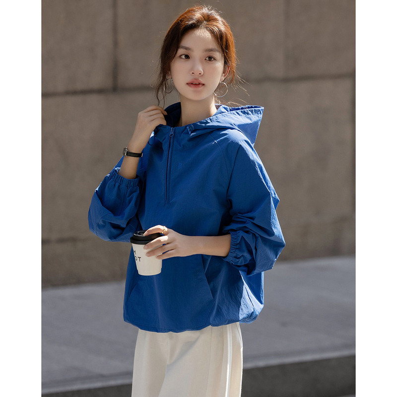 Authentic Gejia New 2026 Spring Sporty Short Jacket for Women, Hooded Loose Zipper Jacket, Casual Pullover Top