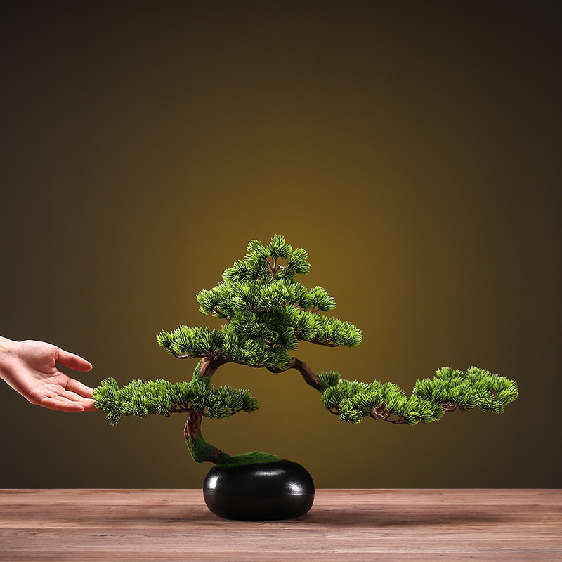 Artificial Welcoming Pine Bonsai Ornament, Green Plant Potted Decoration, Indoor Decor, Pine Tree Model Room Landscape, New Chinese Style Decoration Artificial Welcoming Pine Bonsai Ornament, Green Plant Potted Decoration, Indoor Decor, Pine Tree Model Room Landscape, New Chinese Style Decoration