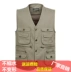 Nhiếp ảnh vest cá cha trung niên tải xuân và mùa thu cotton ngoài trời nhiều túi vest vest cũ - Áo vest cotton bộ vest nam trung niên Áo vest cotton