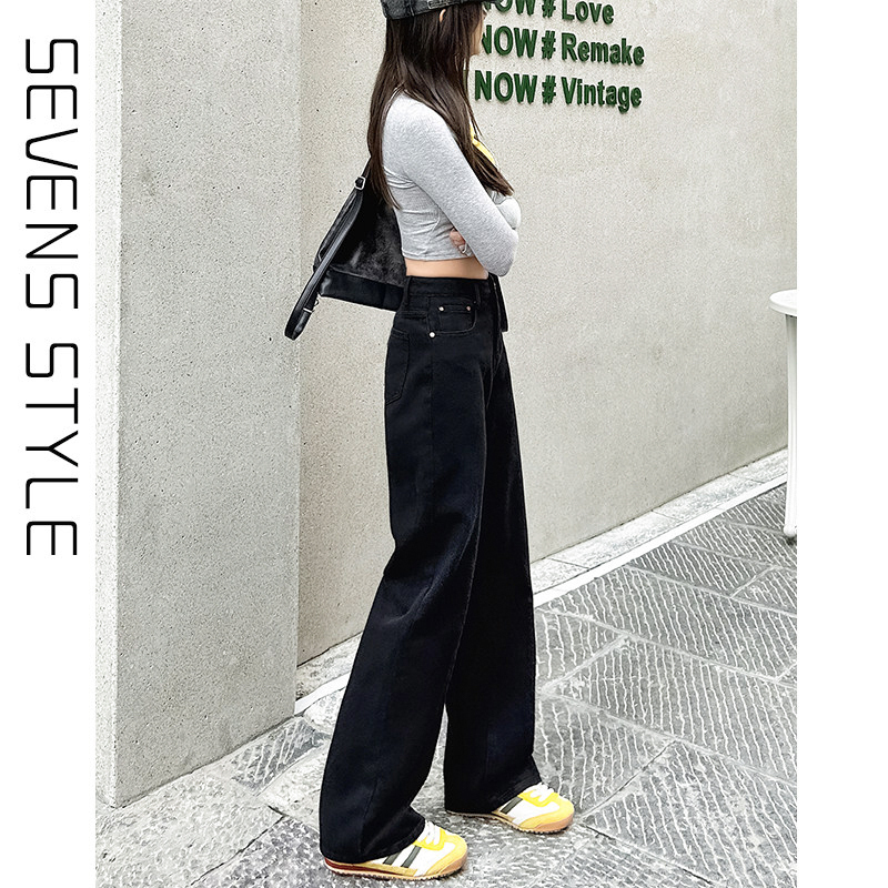 Black Straight-Leg Jeans for Women, Autumn 2026 New Style, Slimming, Tall, Spring and Autumn Style, Extended Narrow Wide-Leg Pants Black Straight-Leg Jeans for Women, Autumn 2026 New Style, Slimming, Tall, Spring and Autumn Style, Extended Narrow Wide-Leg Pants