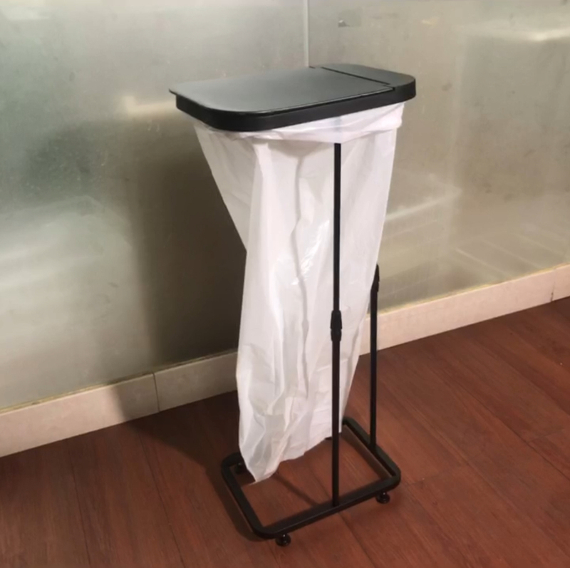 Japanese-Style Movable Telescopic Dry and Wet Separation Garbage Rack with Pulleys, Garbage Bag Hanging Storage Rack, Garbage Fixing Rack