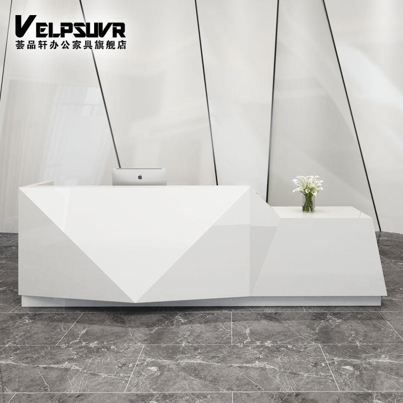 Front Desk Reception Desk Custom Minimalist Modern Baking Varnish Consulting Profiled Office Creativity Bar Desk Company Front Desk