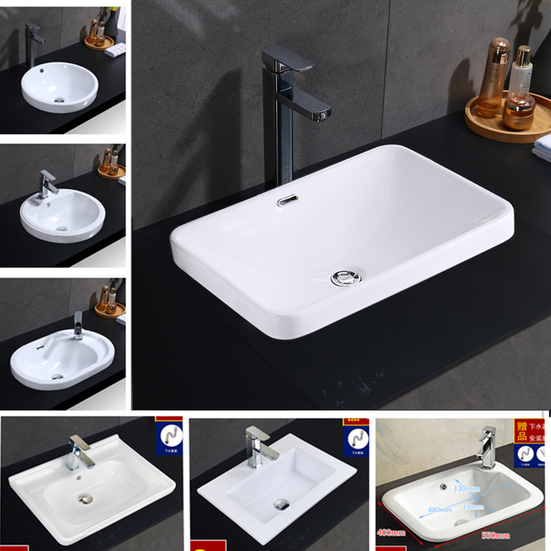 Table basin Ceramic washbasin Semi-embedded Taichung basin Oval powder room wash basin Square narrow thin