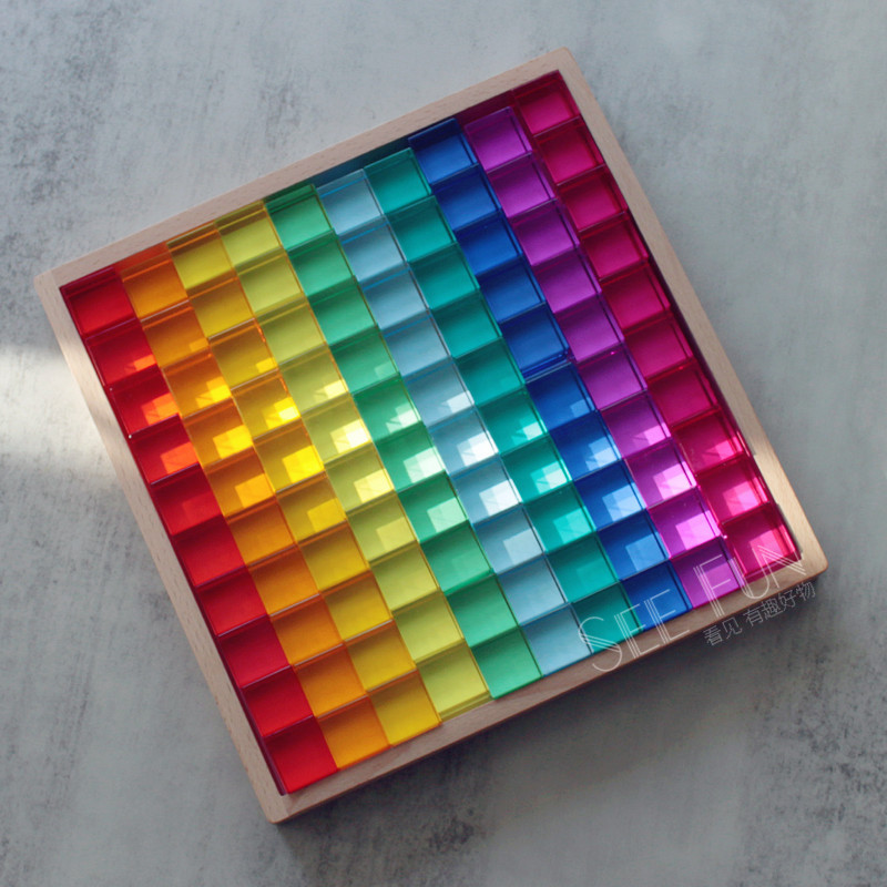 Acrylic Building Blocks High-Transparency Cube Toy Rainbow Light-Transmitting Gemstone House Crystal Children's Educational Light and Shadow Puzzle