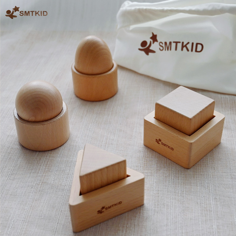 SMTKID Monsoon taught puzzle toy small baby feeling fine action hand-eye coordination teaching aid solid wood egg cup-Taobao