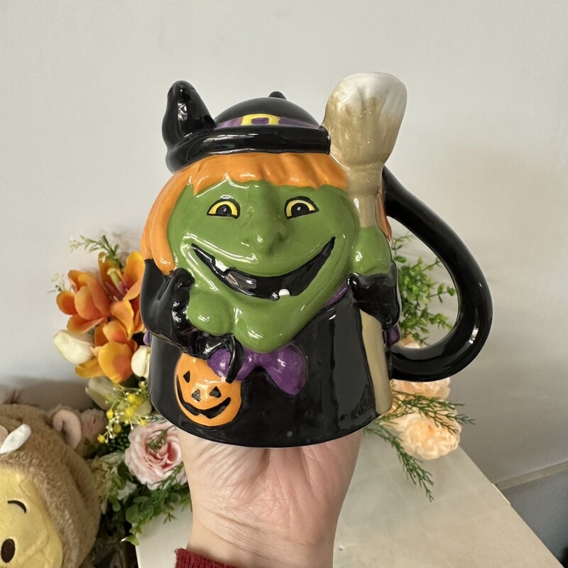 Cute Cartoon Halloween Witch Inverted Cup Ceramic Mug Household Drinking Cup Creative Tableware High Aesthetic Value