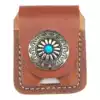 Zippo lighter leather case Zippo first layer Cowhide lighter case Classic badge Turquoise leather handmade leather case
