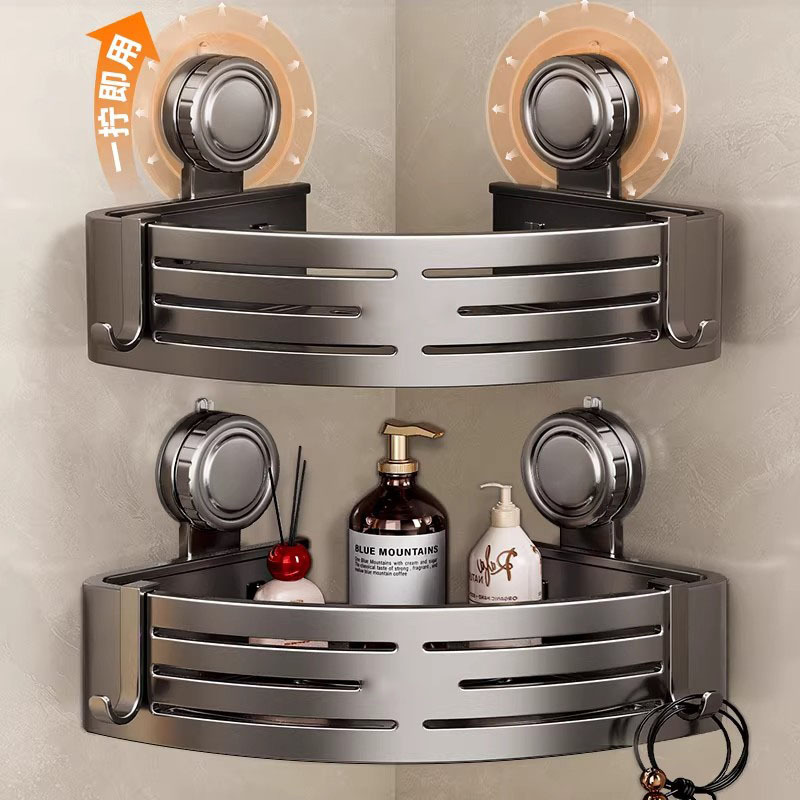 Japanese Bathroom Shelf, Suction Cup Triangular Basket, Wall-Mounted Corner Organizer for Bathroom