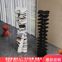 Nordic Spiral Bookshelves Book Containing Shelf Floor Creative Swivel Iron Art Modern Invisible Corner Bookcase