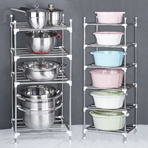 Kitchen shelf floor multi-layer storage rack household stainless steel products pot bowl rack seasoning rack storage rack shelf