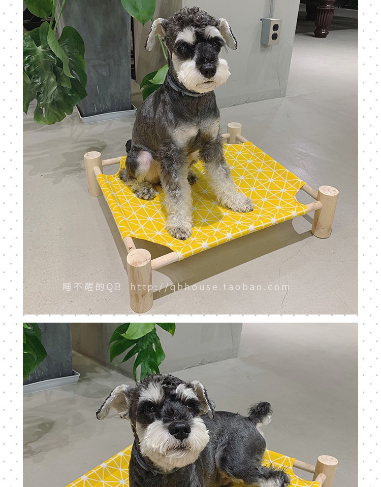Vật nuôi QB ins mèo Bắc Âu xả gỗ rắn Teddy chó giường khỏi mặt đất nệm gỗ có thể giặt được giường cắm trại bốn mùa võng - Cat / Dog hàng ngày Neccessities Máng ăn cho chó con